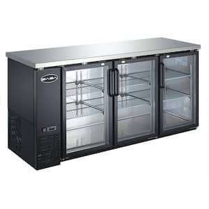 72 in. W 19.6 cu. Ft. Commercial Under Back Bar Cooler Refrigerator with Glass Doors in Stainless Steel with Black