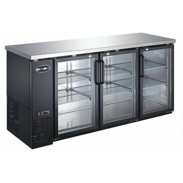 SABA 72 in. W 19.6 cu. Ft. Commercial Under Back Bar Cooler Refrigerator with Glass Doors in Stainless Steel with Black