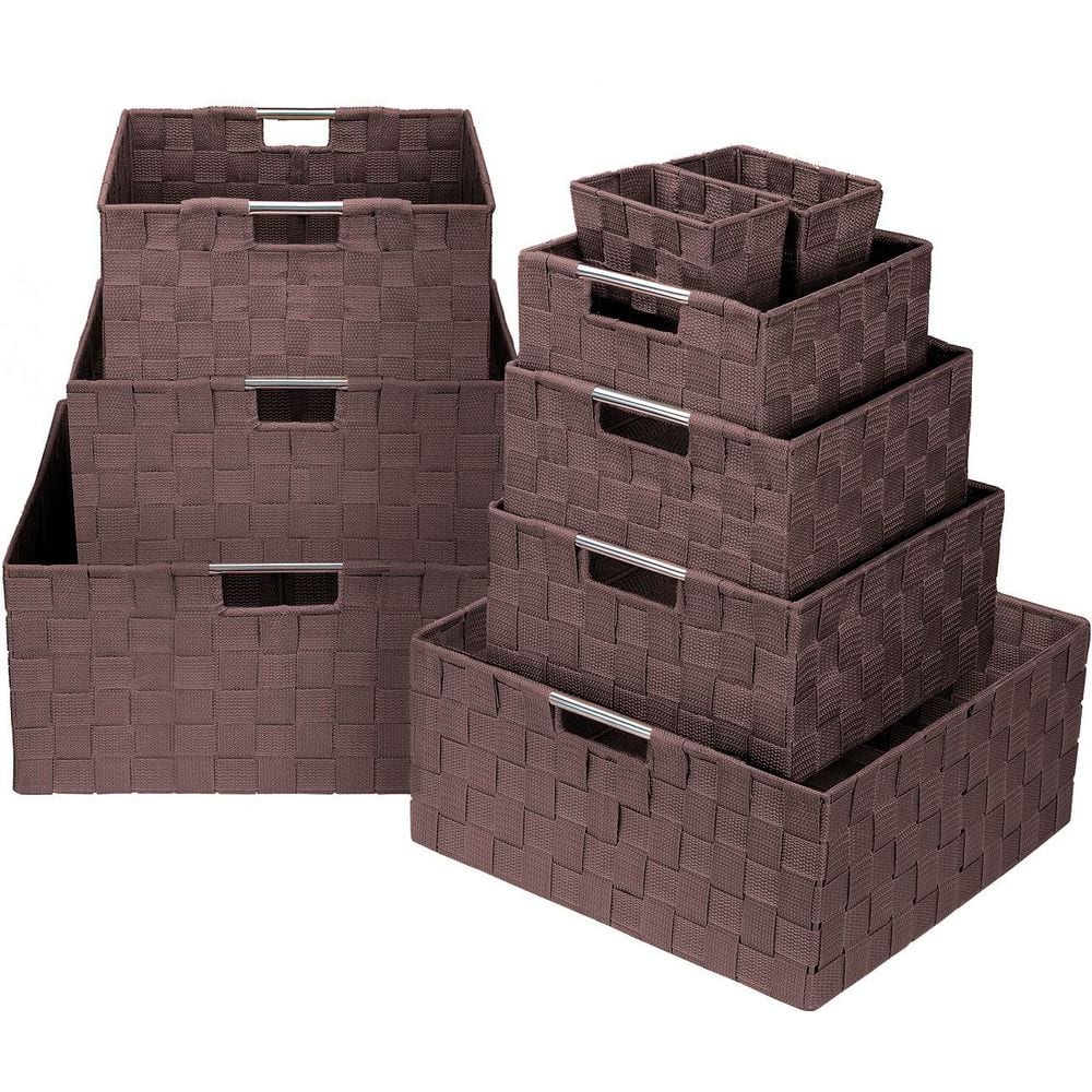 Storage Baskets for Organizing, Brown 15 in. x 7 in. Plastic Decorative Bas
