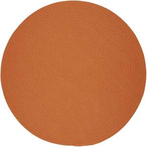 Texturized Solid Mango Poly 4 ft. x 4 ft. Round Braided Area Rug