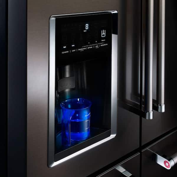 https://images.thdstatic.com/productImages/e38ed4e0-de5b-453b-98a3-296b1e550df4/svn/black-stainless-kitchenaid-french-door-refrigerators-krmf706ebs-77_600.jpg