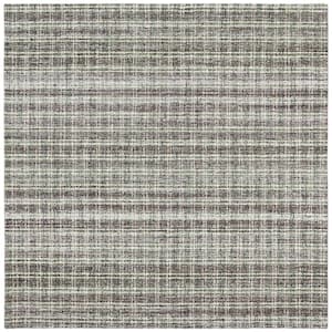 Abstract Brown/Green 6 ft. x 6 ft. Modern Plaid Square Area Rug