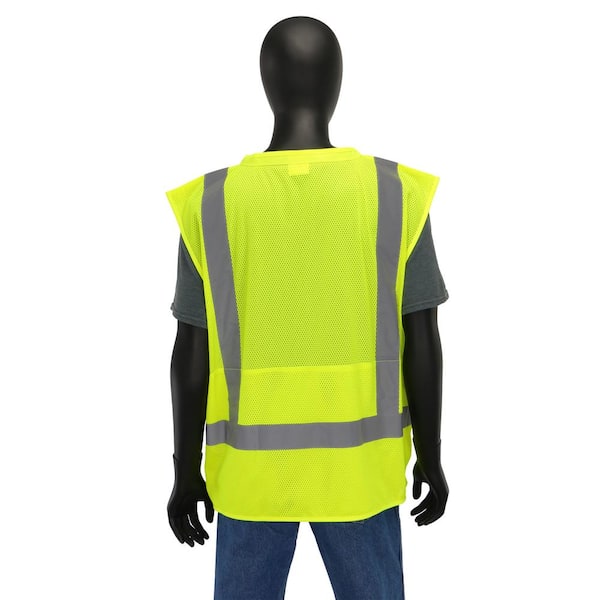 MAXIMUM SAFETY High Visibility Yellow Polyester Mesh Surveyor's Vest with  Reflective Tape and Plan Pocket MX46219-OCC8 - The Home Depot