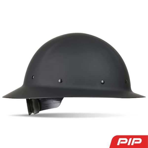 PIP Dynamic Wolfjaw Black Type 1 Class G Full Brim Fiberglass Resin Hard Hat with 8-Point Ratchet Suspension