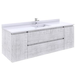 Formosa 60 in. W x 20 in. D x 20 in. H White Single Sink Bath Vanity in Rustic White with White Vanity Top
