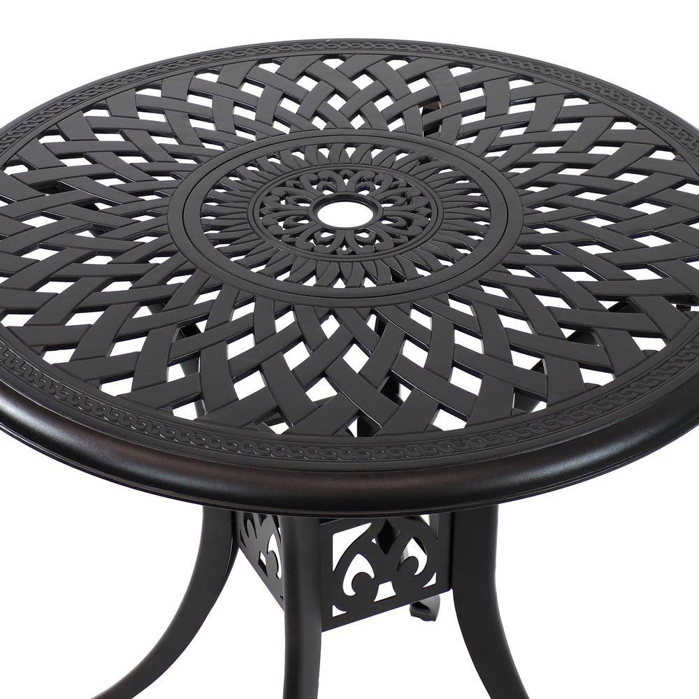 Sigonella 30.75" Black Cast Aluminum Round Outdoor Patio Table
