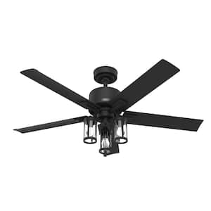 Lawndale 52 in. Indoor/Outdoor Matte Black Ceiling Fan with Light Kit Included