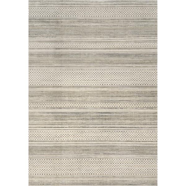 nuLOOM Milan Indoor/Outdoor Machine Washable Sage Green 7 ft. x 10 ft. Bohemian Area Rug