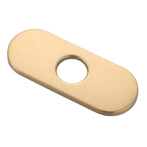 WOWOW 6.3 in. x 2.56 in. x 0.71 in. Stainless Steel Kitchen Sink Faucet Hole Cover Deck Plate Escutcheon in Brushed Gold