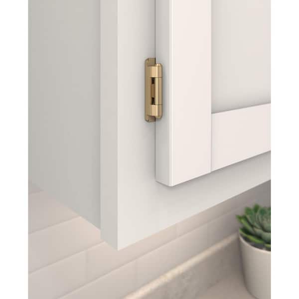 Champagne Bronze 3/8 in (10 mm) Inset Self Closing, Partial Wrap Cabinet Hinge (2-Pack)