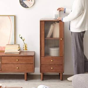 Classic Walnut 37.4 in. H Wooden Accent Cabinet with 2 Shelves and 2 Drawers