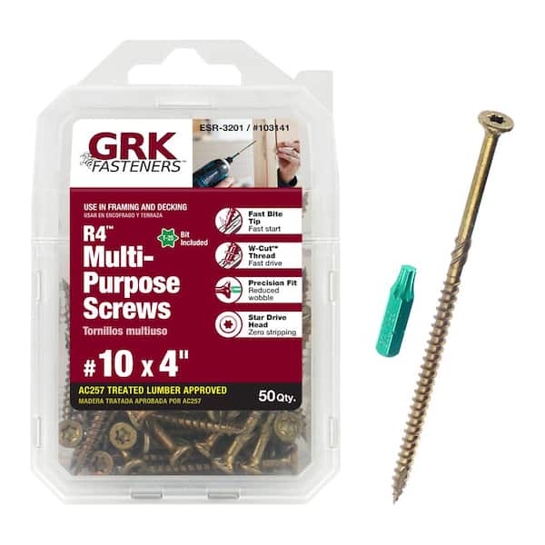 GRK Fasteners #10 x 4 in. R4 Self-Countersinking Flat-Head Multi-Purpose Screw (50 per Pack)