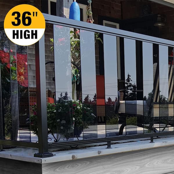 36 in. H x 6 in. W Aluminum Deck Railing Tinted Glass Panel Kit for 36 in. high system