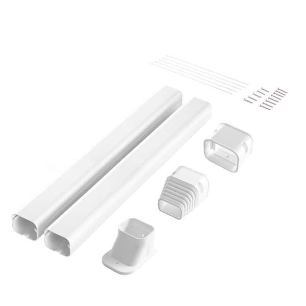 Mini Split Line Set Cover 3 in. W 7.4 ft. L, PVC Decorative Pipe Line Cover For Air Conditioner with 2 Straight Ducts