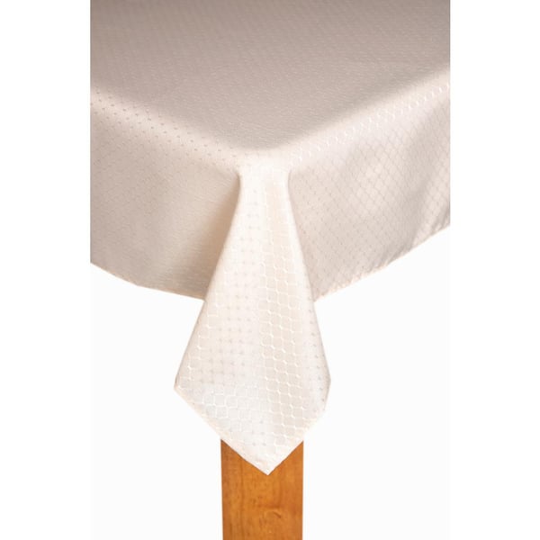 Lintex Chelton 60 in. x 102 in. Ivory 100% Polyester Tablecloth