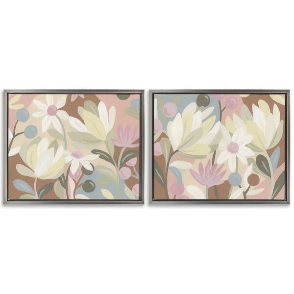 Charming Muted Foliage by June Erica Vess 2 Pieces Gray Floater Frame Nature Graphic Art Print 25 in. x 31 in.