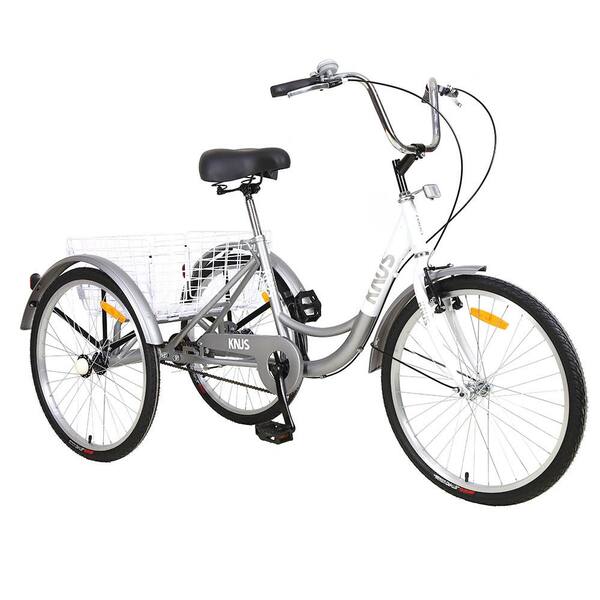 Unbranded 24 in. Tricycle Trikes with Large Shopping Basket, Silver