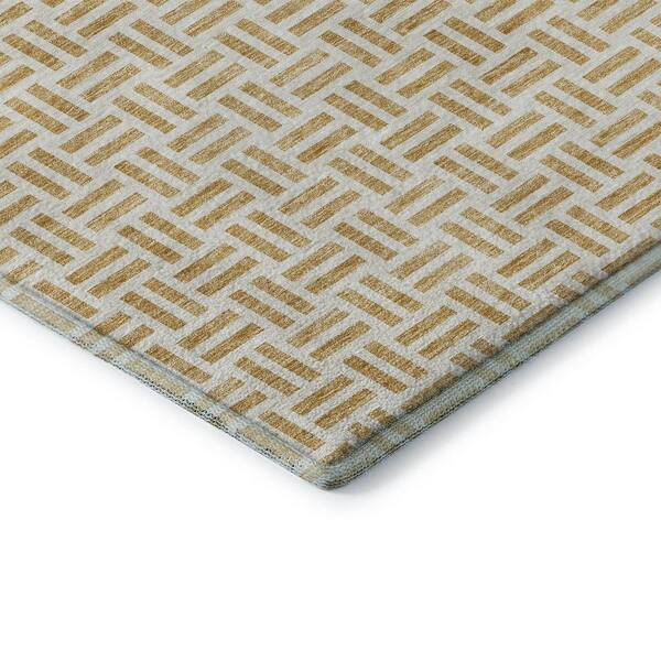Mayfield Premium Machine Washable Abstract AMF978 Gold 2 ft. 6 in. x 3 ft. 10 in. Area Rug