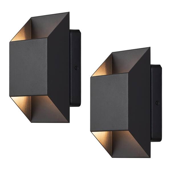 C Cattleya 8 in. H 2-Light Matte Black LED Outdoor Hardwired Wall