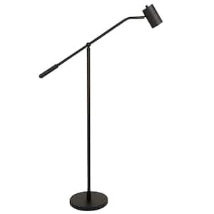 60 in. Black 1 1-Way (On/Off) Swing Arm Floor Lamp for Living Room with Metal Drum Shade