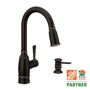 Noell Single-Handle Pull-Down Sprayer Kitchen Faucet with Reflex, Soap Dispenser and Power Clean in Mediterranean Bronze