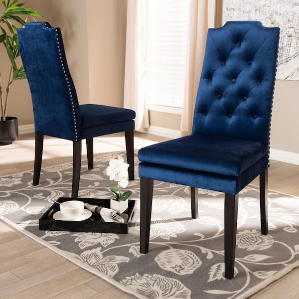 Baxton Studio Dylin Royal Blue Fabric, Royal Blue Dining Table And Chairs