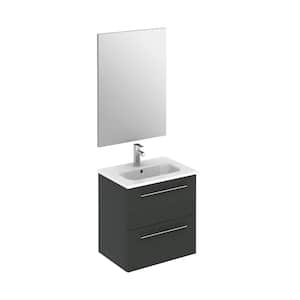 Street Pack 20 in. W x 14 in. D Vanity in Anthracite with Vanity Top in White with White Basin and Mirror