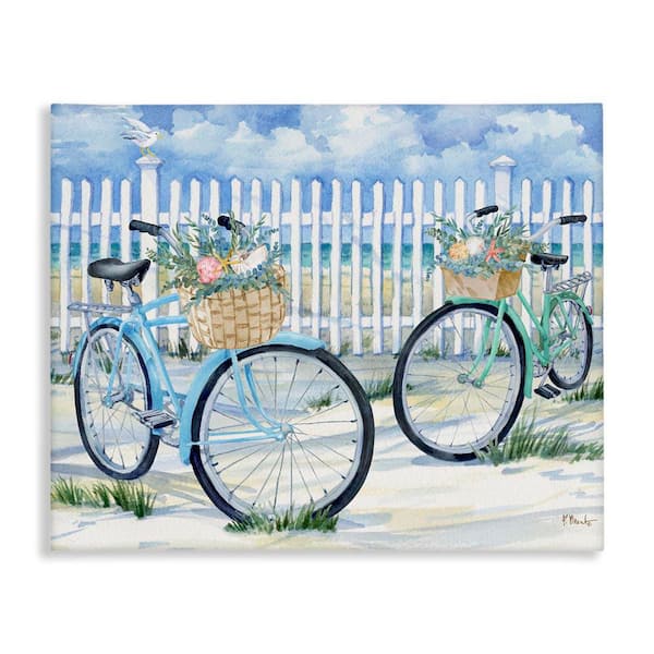 Stupell Industries Bicycles at Beach Fence by Paul Brent Unframed Typography Graphic Art Print 30 in. x 40 in.