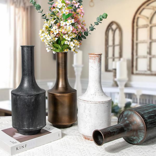 Rustic Farmhouse Style 15 in. Black Metal Flower Vase CABWBQ005