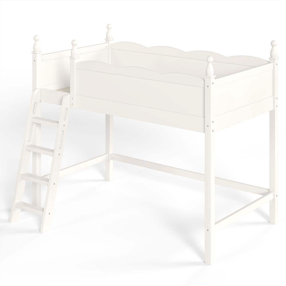 Beige Twin Solid Wood Loft Bed with Full-Length Guardrails, Ladder and Ample Under-Bed Space price history on PriceWatchPro