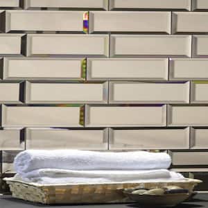 Hollywood Regency Gold Beveled Subway 3 in. x 12 in. x 0.2 in. Glass Mirror Peel and Stick Tile (11 sq. ft./Case)