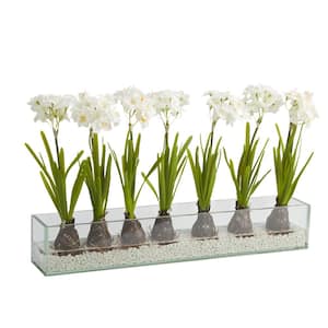Indoor Artificial White Bulbs in Rectangle Glass Dish