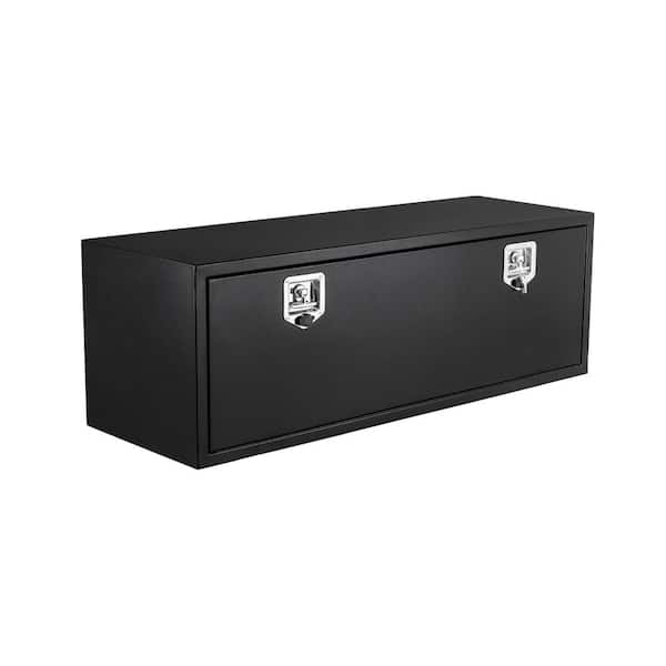 Black Steel Underbody Truck Box, 36"x 18"x 18" Pickup Storage Box, Heavy Duty Diamond Plate Tool Box with Lock & Keys