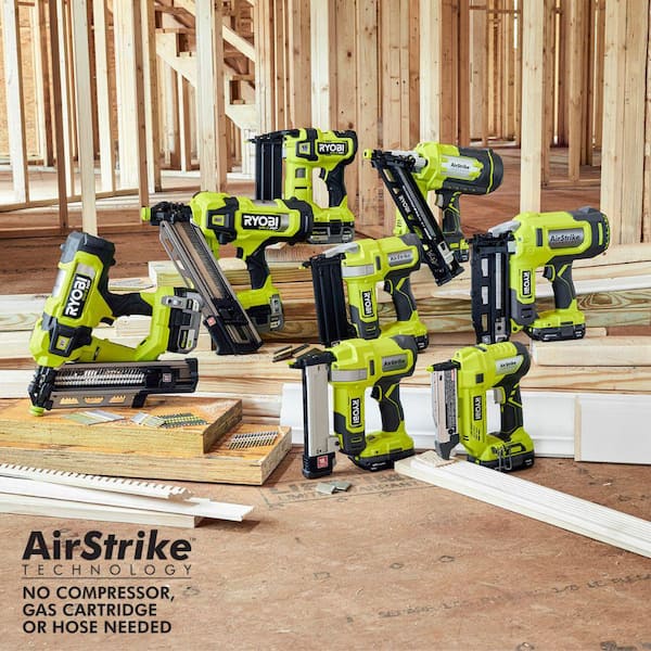 RYOBI ONE+ 18V 18-Gauge Cordless AirStrike Brad Nailer with 1.5 Ah Battery  and Charger P321KN - The Home Depot