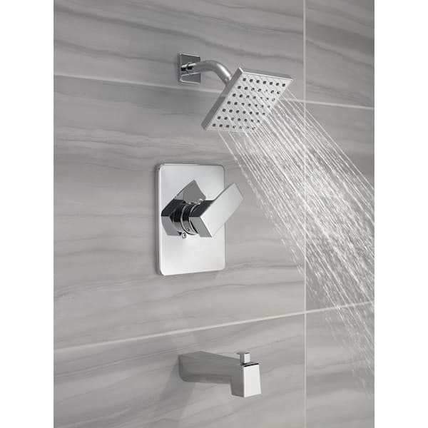 Modern Angular 1-Handle Wall Mount Tub and Shower Trim Kit in Chrome (Valve Not Included)
