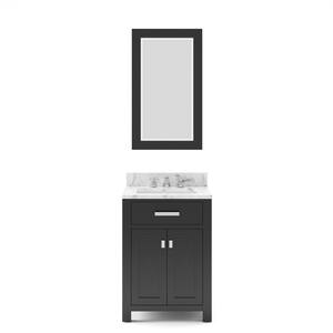 24 in. W x 21 in. D Vanity in Espresso with Marble Vanity Top in Carrara White, Mirror and Chrome Faucet