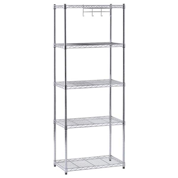 5-Tier Wire Metal Chrome Garage Storage Shelving Unit (24 in. W x 59 in. H x 14 in. D)