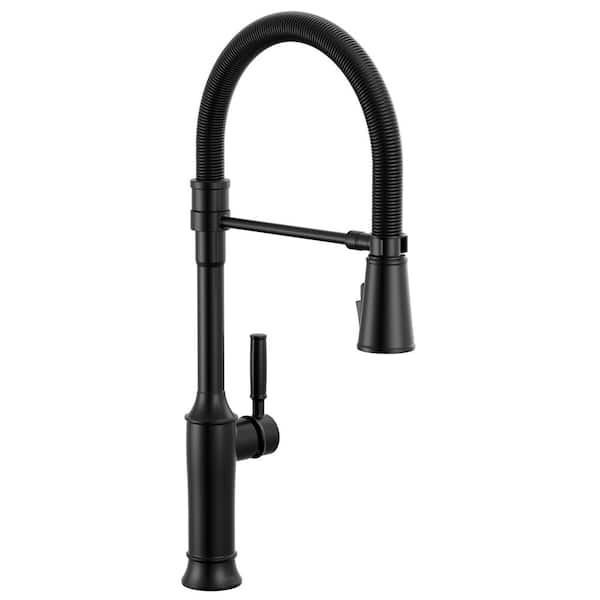 Renaldi Spring Spout Matte Black 22.63 in. H Pull Down Sprayer Kitchen Faucet 360° Spout Swivel