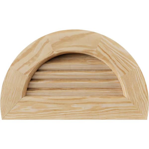 41 in. x 23 in. Half Round Unfinished Smooth Pine Wood Paintable Gable Louver Vent