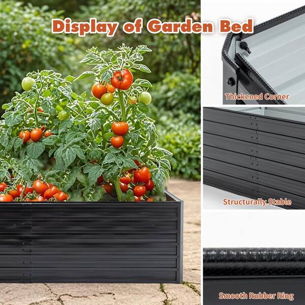 8x4x2ft Galvanized Raised Garden Bed – Steel Planter Box For Vegetables, Flowers, Herbs