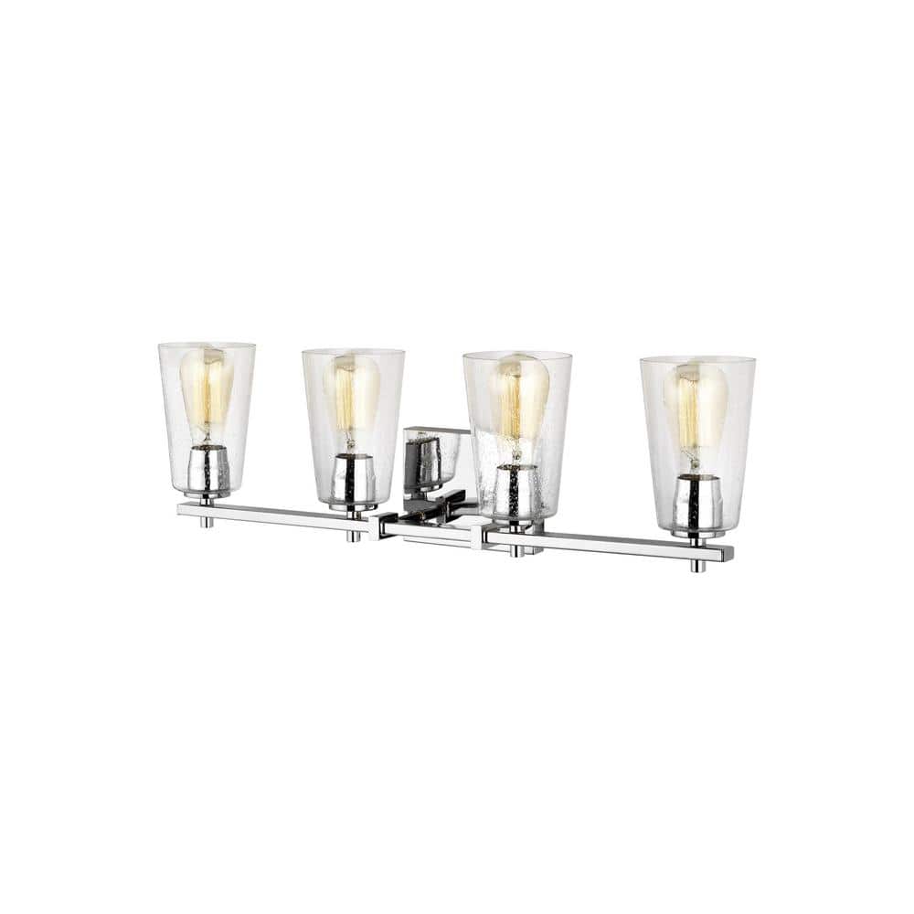 Mercer Chrome 4-Light Vanity with Clear Seeded Glass Shades