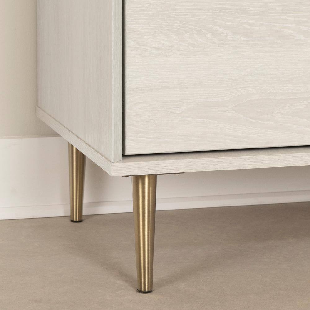 Winter Oak Glam Double Dresser with Brass Accents and Wide Storage