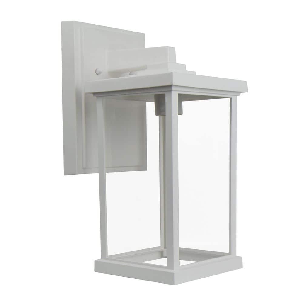 Artisan Large Square 14.40 in. White Outdoor Hardwired Lantern Sconce with Clear Diffuser No Bulb Included price history on PriceWatchPro