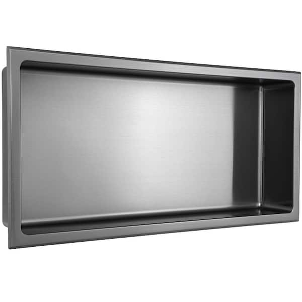 AKDY 12-in x 24-in Matte Black Stainless Rectangular Shower Niche