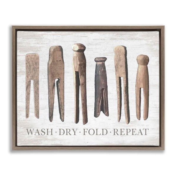 Rustic Laundry Phrase by Lettered and Lined Brown Floater Frame Graphic Art Print Typography 17 in. x 21 in.