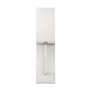 Vesey 4.5 in. 1-Light Brushed Nickel Wall Sconce with White Linen Shade