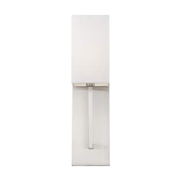 SATCO Vesey 4.5 in. 1-Light Brushed Nickel Wall Sconce with White Linen Shade