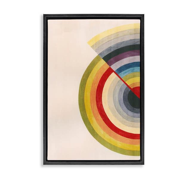 Stupell Industries Round Alternating Stripes by Grace Popp Black Floater Frame Abstract Graphic Art Print 25 in. x 17 in.