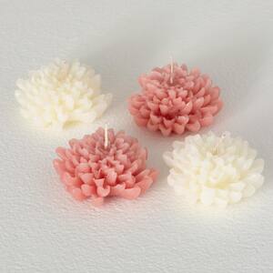 2 in. H Blooming Flower Candle Set of 4; Pink