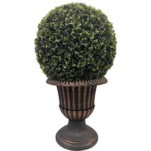 2 ft Height Potted Artificial Boxwood Tree Topiary Ball Fake Plant Shrub for Front Porch Home Office Decor